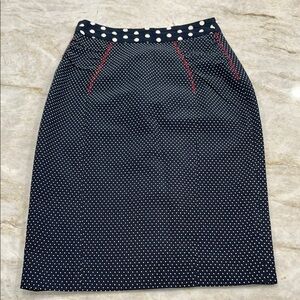 Anthropologie BARASCHI Pencil Skirt | Navy Blue Polka Dot | Size 0
